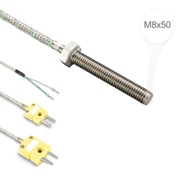 35 ترموکوپل پیچی تیپ K نیکل کروم-نیکل رزوه M8 با طول 5 سانتیمتر