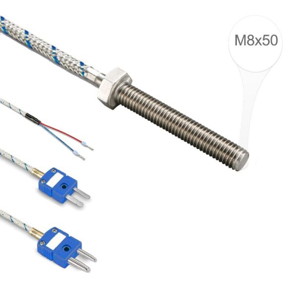 37 ترموکوپل پیچی تیپ L مس آهن-نیکل رزوه M8 با طول 5 سانتیمتر